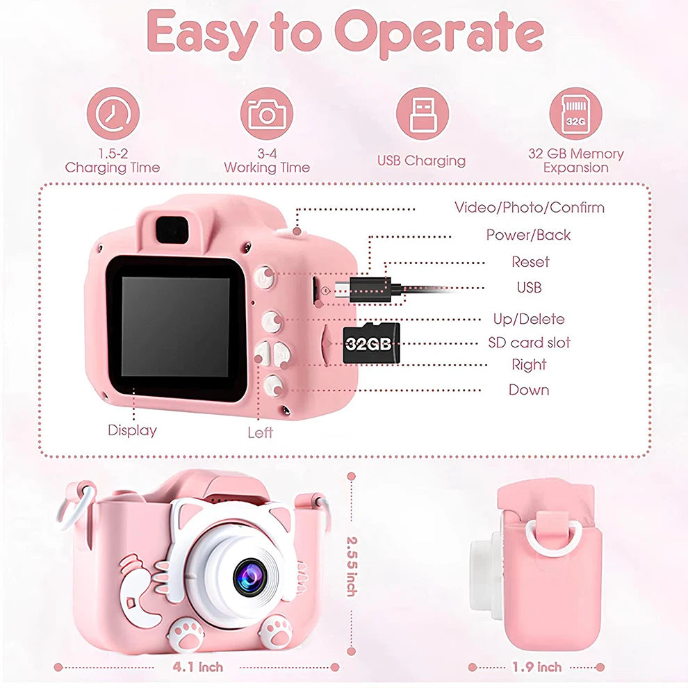 Kids Toys Digital Camera With Video And Soft Silicone Cover