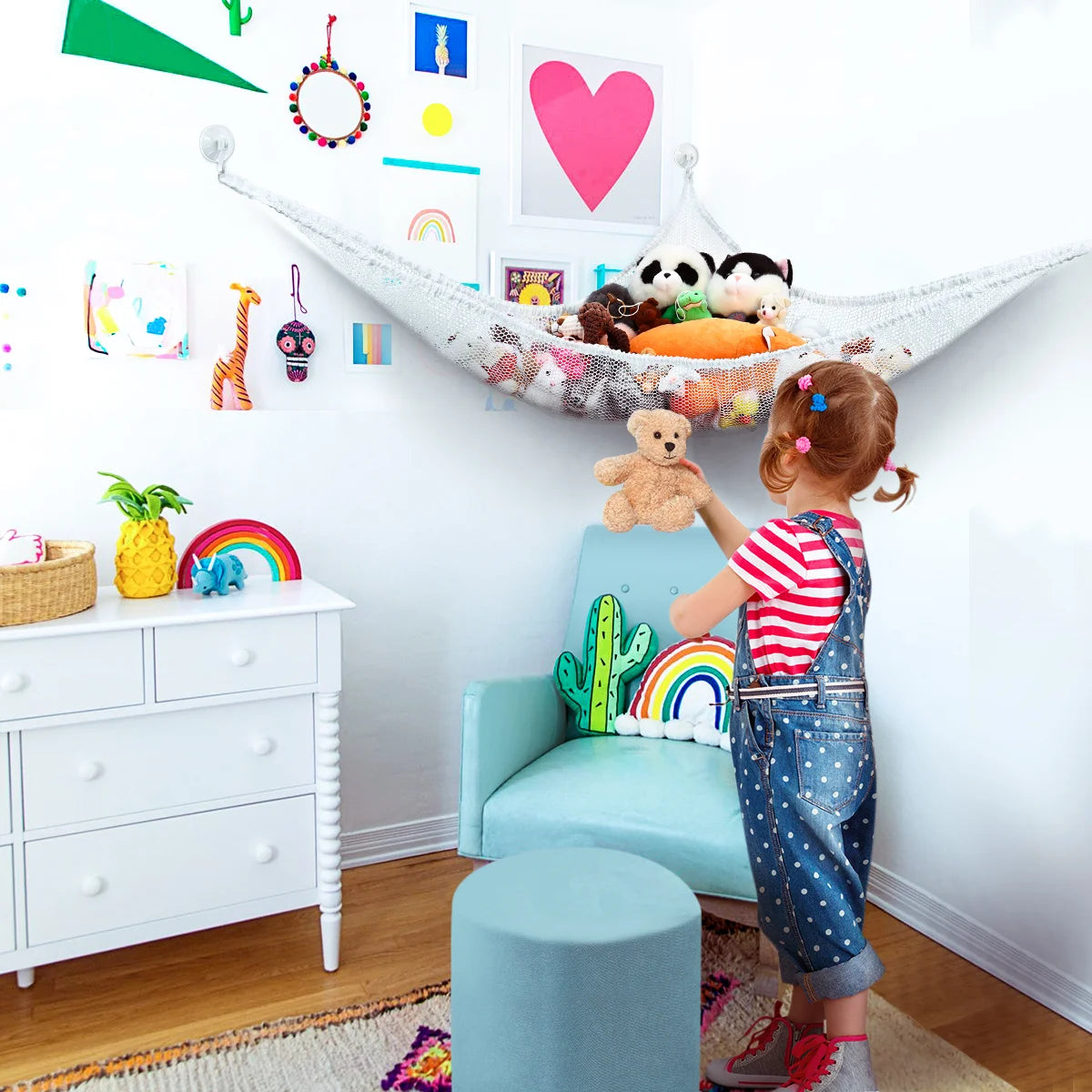 Storage Toy Net Plush Toy Hammock Holder For Children Room Hammocks Girl Mesh Baby Bins Children Bedroom Plush Toys Hammock Mesh