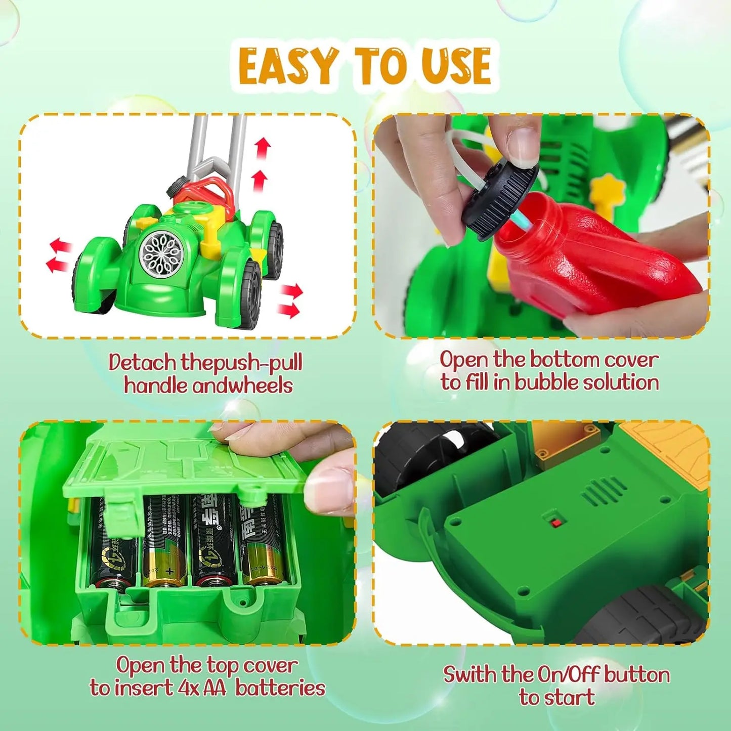 Outdoor Toy Bubble Lawn Mower For Kids