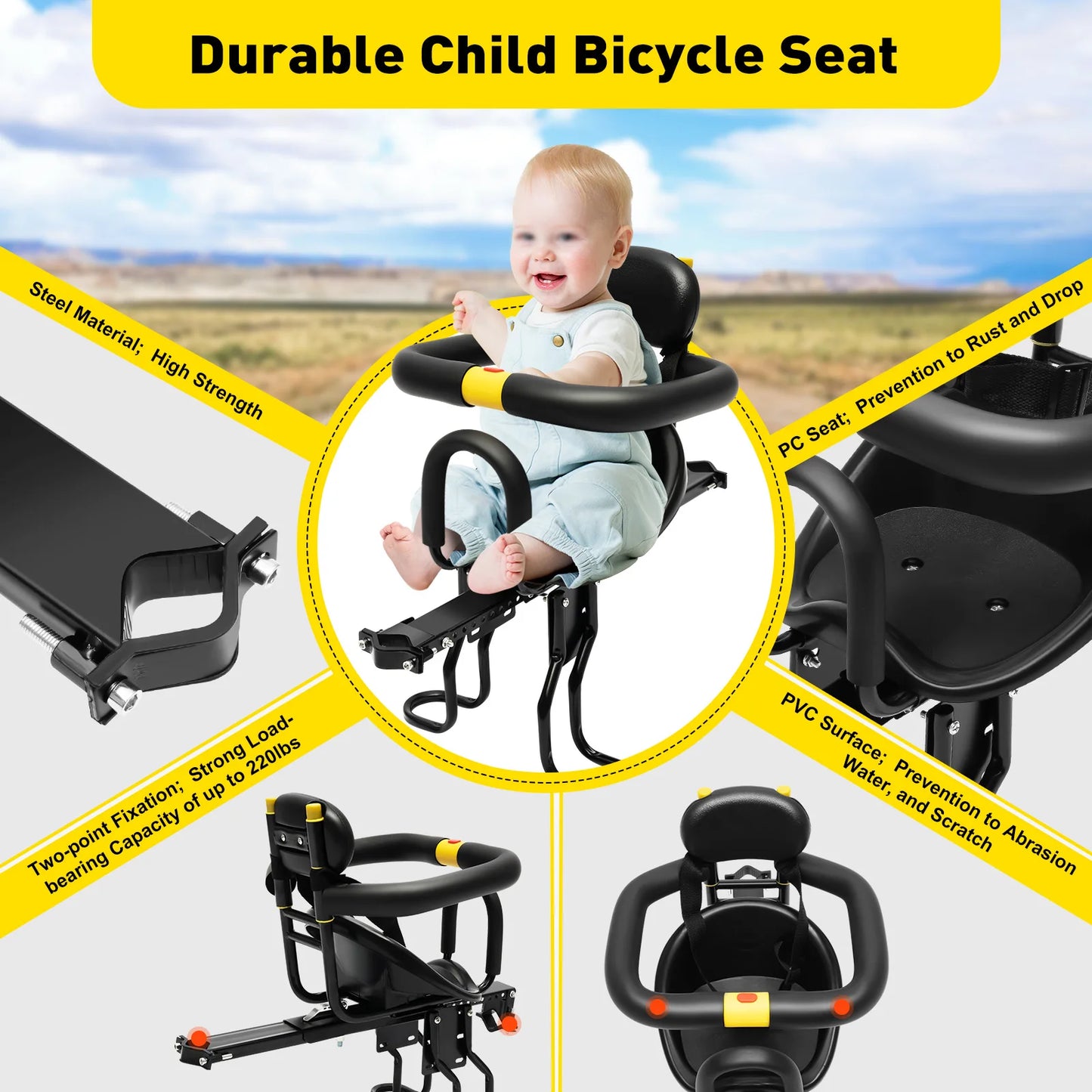 Front Mount Portable Baby Bike Safety Seat