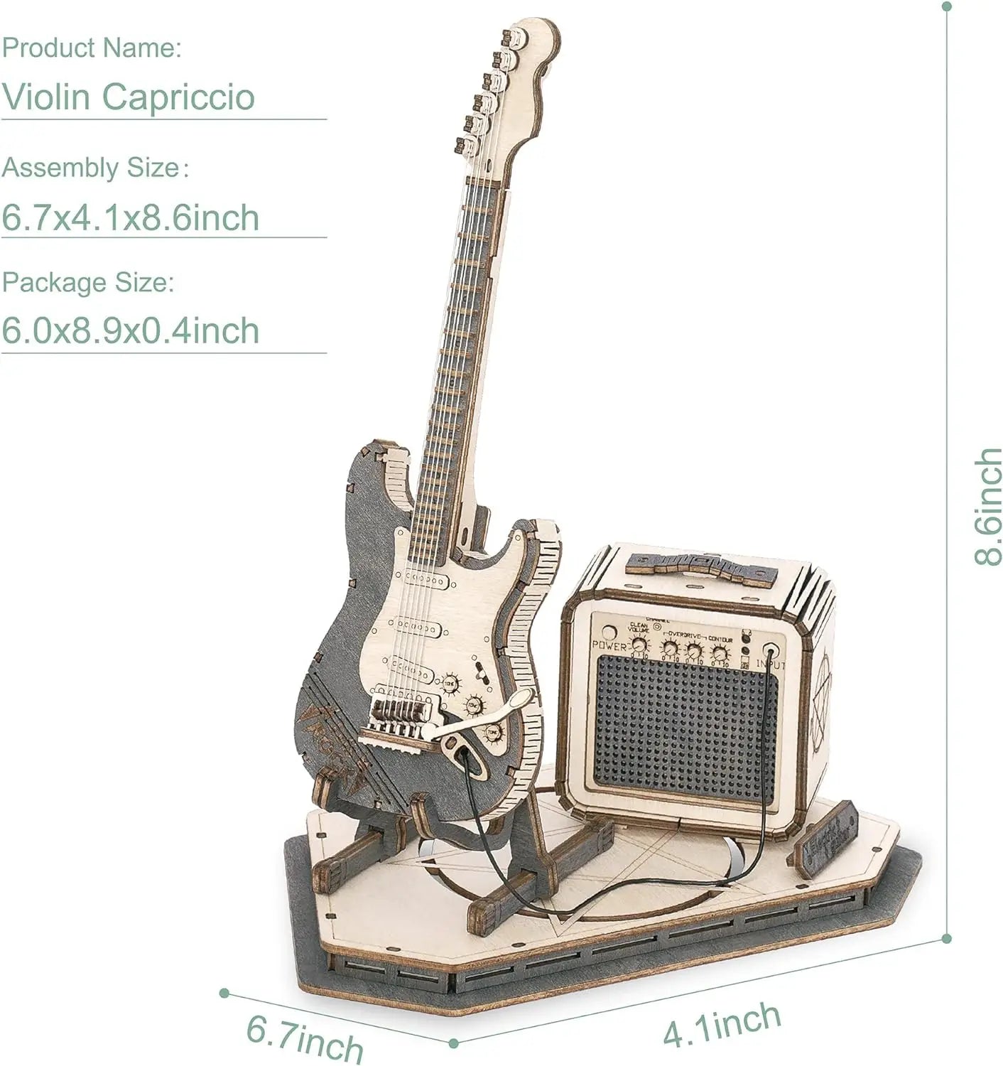 Robotime ROKR Electric Guitar 3D Wooden Puzzle for Kids Adults