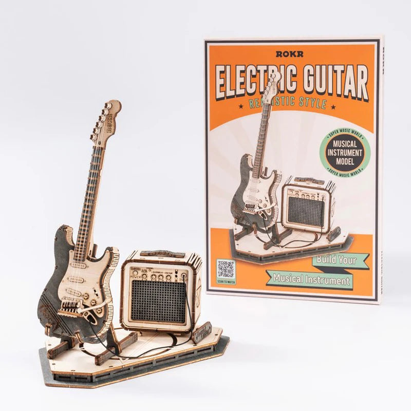 Robotime ROKR Electric Guitar 3D Wooden Puzzle for Kids Adults