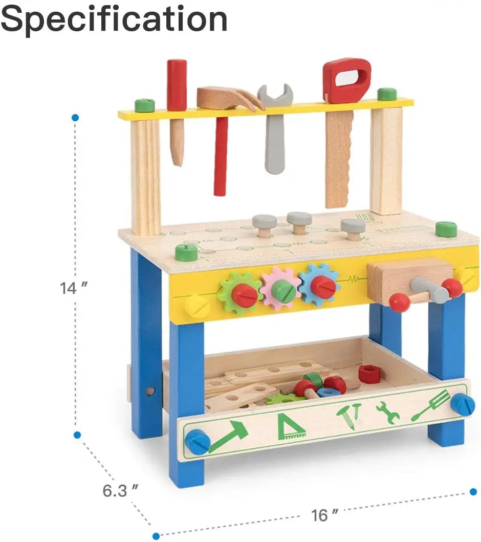 Toy Robotime Robud Solid Wood Tool Stand Workbench