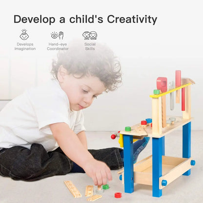 Toy Robotime Robud Solid Wood Tool Stand Workbench